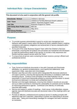 Individual Role &ndash; Unique Characteristics