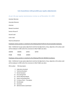 List of positions with possible pay equity adjustments