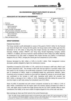 12th May 2017 SIA ENGINEERING GROUP POSTS PROFIT OF