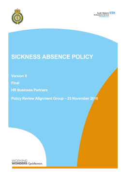 sickness absence policy - South Western Ambulance Service