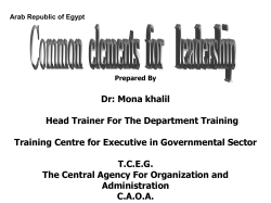 Arab Republic of Egypt Prepared By Dr: Mona khalil Head Trainer