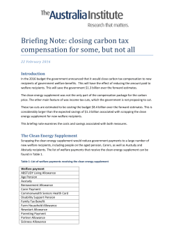 Briefing Note: closing carbon tax compensation for some, but not all