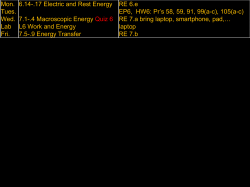 Mon. Tues. Wed. Lab Fri. 6.14-.17 Electric and Rest Energy 7.1