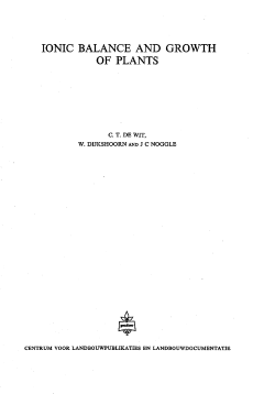 ionic balance and growth of plants - Wageningen UR E