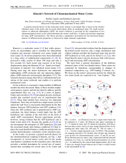 Kinesin`s Network of Chemomechanical Motor Cycles