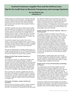 Insolvent Customers, Supplier Pacts and the Antitrust Laws