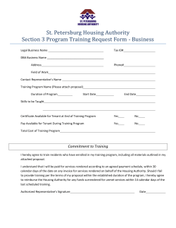 Section 3 Resident Training Initiative