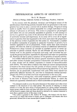 Physiological Aspects of Genetics