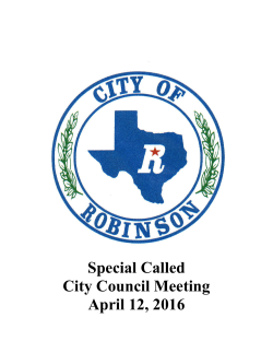 Special Called City Council Meeting April 12, 2016