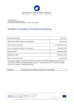 Guideline on the quality of Transdermal Patches