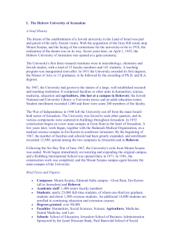 I. The Hebrew University of Jerusalem A brief History The dream of