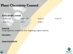 chemistry and radcon cr-2 plant chemistry control