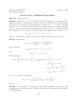 Lecture #13: Conditional Expectation