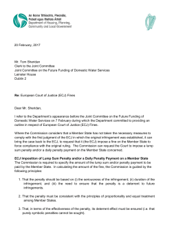 20 February, 2017 Mr. Tom Sheridan Clerk to the Joint Committee