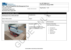 Plant and Equipment Risk Management Form