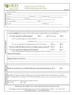 Organic Council of Ontario Membership Application Form