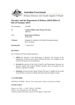 McAuley and the Department of Defence [2015] DHAAT 045 (15