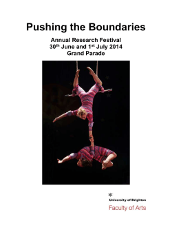 Pushing the Boundaries Annual Research Festival 30 th June and 1