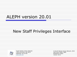 Staff Privileges - South Dakota Library Network