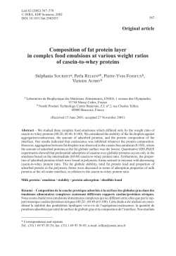 Composition of fat protein layer in complex food emulsions