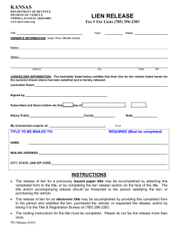 Lien Release - Kansas Department of Revenue
