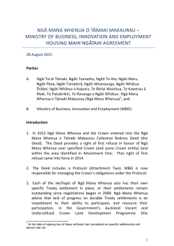 Housing Mahi Ngātahi agreement - Ministry of Business, Innovation