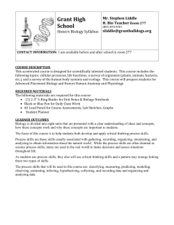 Honors Biology Syllabus 2015-Liddle