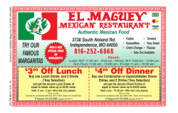$300 Off Lunch $400 Off Dinner 816-252-6868