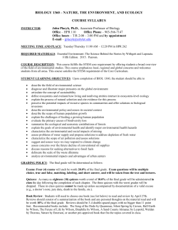 biology 1360 – nature, the environment, and ecology