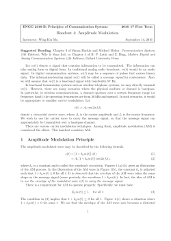 Handout 4: Amplitude Modulation 1 Amplitude