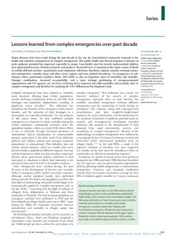 Series Lessons learned from complex emergencies over past decade
