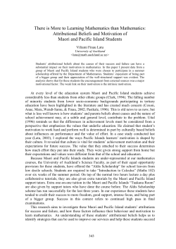 Attributional Beliefs and Motivation of Maori and Pacific