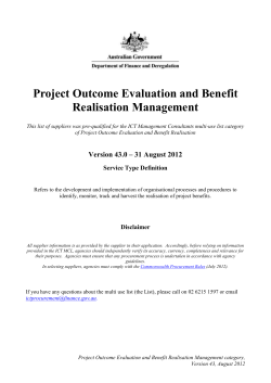 Project Outcome Evaluation and Benefit Realisation Management