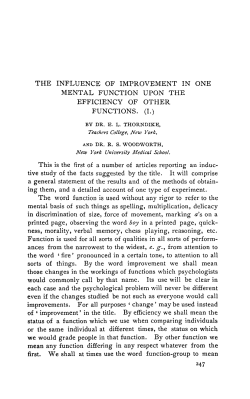 the influence of improvement in one mental function upon the