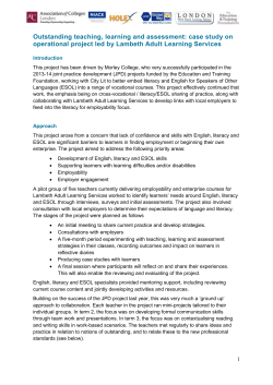 Outcomes and impact - Excellence Gateway