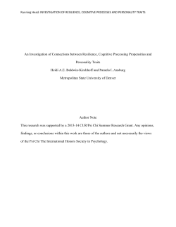 An Investigation of Connections between Resilience, Cognitive