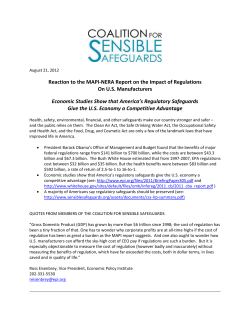 Economic Studies Show that America`s Regulatory Safeguards