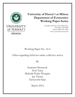University of Hawai`i at Mānoa Department of Economics Working