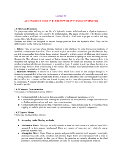 Lecture 31 ACCESSORIES USED IN FLUID POWER SYSTEMS