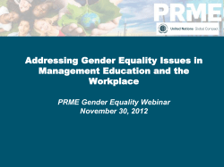 PRME Webinar Ppt Slides: Utilising the Gender Equality Resource