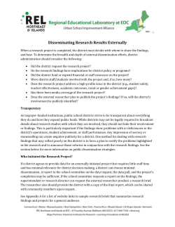 Disseminating Research Results Externally - REL-NEI