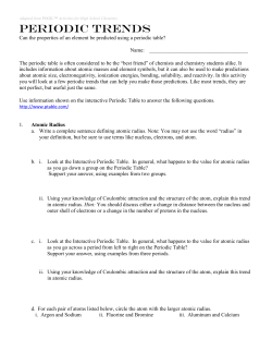 Adapted from POGIL™ Activities for High School Chemistry Periodic