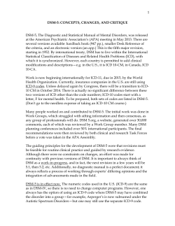 DSM-5: CONCEPTS, CHANGES, AND CRITIQUE DSM