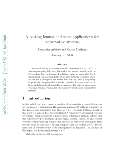 [math.DS] 18 Jan 2006 A pasting lemma and some