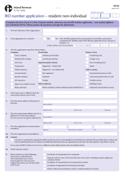 IRD number application – resident non