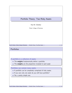Portfolio Theory: Two Risky Assets Portfolios