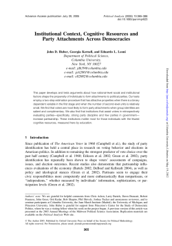 Institutional Context, Cognitive Resources and Party Attachments