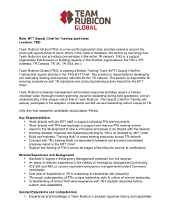 Role: MTT Deputy Chief for Training (part