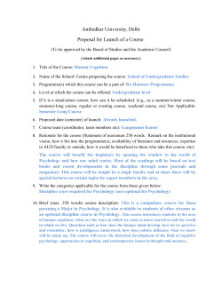SUS1PS702 Human Cognition - Ambedkar University Delhi