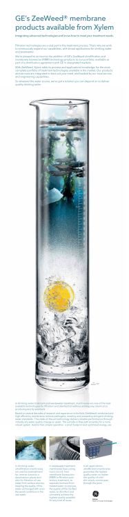 GE`s ZeeWeed&reg; membrane products available from Xylem